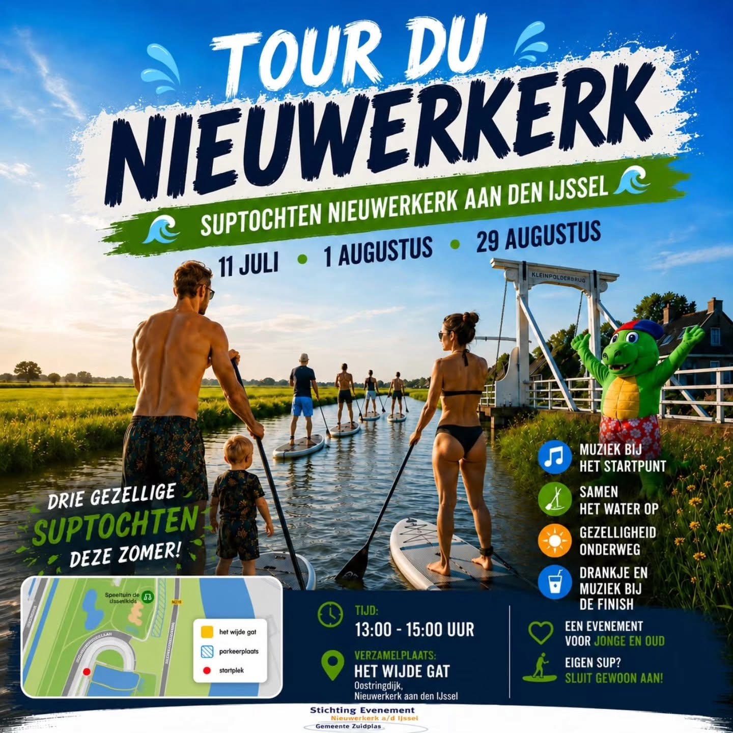 Affiche Tour du Nieuwerkerk (suptochten) Nieuwerkerk aan den IJssel: 11 juli, 1 augustus en 29 augustus